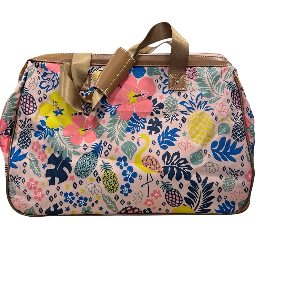 Lily Bloom Pattern 22” Duffel Bag with 2-Rolling Wheels, Weekender Overnight bag - Picture 13 of 14